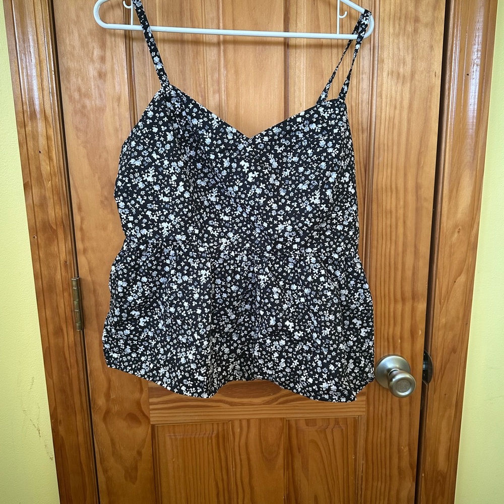 Elegant Black and White Floral Camisole